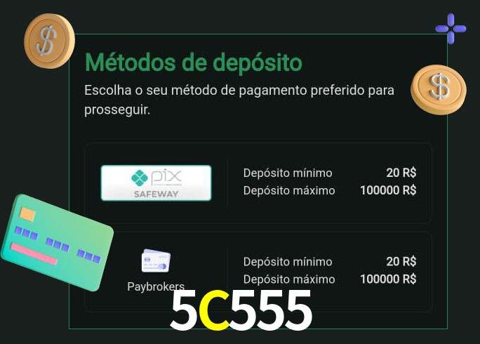 O cassino 5C555 oferece uma grande variedade de métodos de pagamento